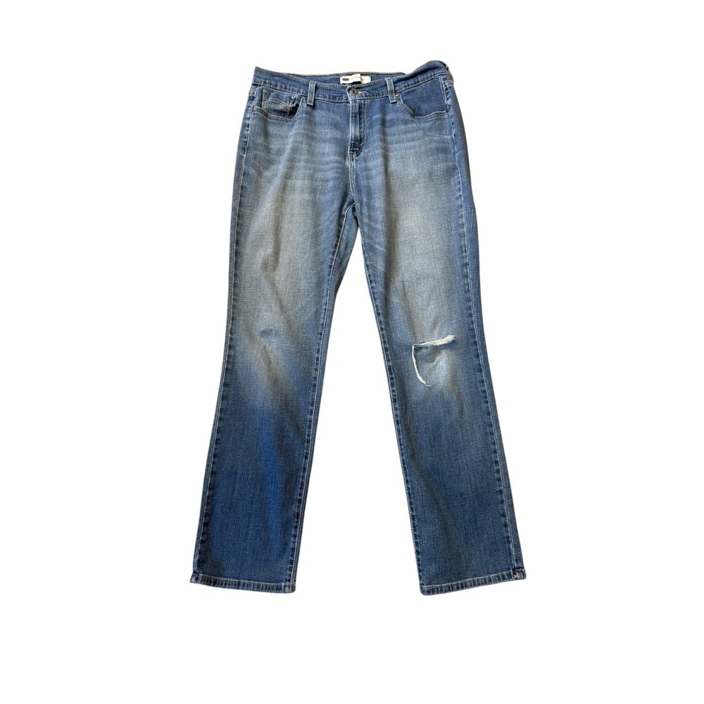 Levis 505 Straight Leg Jeans Medium Wash Distressed Blue Denim W31 L32 12